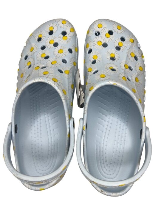Crocs Baya Floral Clogs Men Size 13 Blue Yellow Lightweight Comfort Slip On